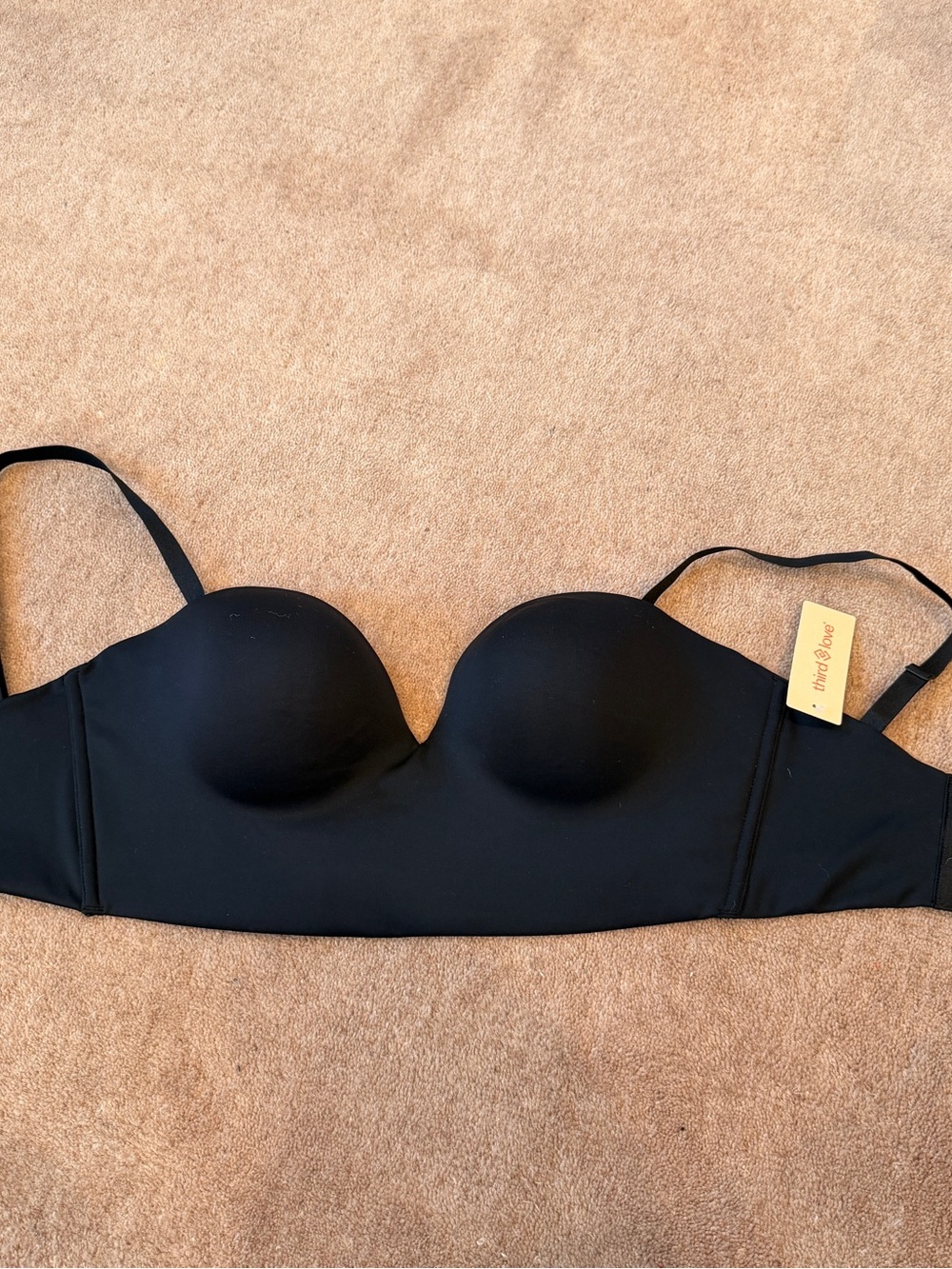 Third Love Strapless Black Bandeau Bra with Removable Straps Size 32F